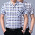 夏季中年男士短袖格子衬衫 宽松薄款纯棉免烫衬衣男 爸爸装带口袋YXL73-165 163 164 166(蓝色163)第3张高清大图