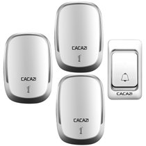 CACAZI卡佳斯 无线门铃 K01-DC 一拖三 不用电源 直流用电池 遥控 电子家用 呼叫器 便携带 老人呼叫器(银色)
