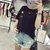 葩葩乐奇2017棉质夏季新款口袋短袖T恤女rihan7017(黑色 XL)第3张高清大图