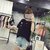 葩葩乐奇2017棉质夏季新款口袋短袖T恤女rihan7017(黑色 XL)第4张高清大图