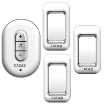 CACAZI卡佳斯 W-9918三拖一 家用门铃无线 交流数码电子防水遥控门铃老人呼叫器(银色)