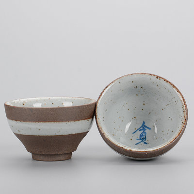 关耳窑 官窑写字小茶杯(贪嗔痴戒定慧)单杯装60ml(痴)