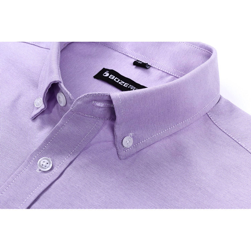 帛泽2017春秋新款男装商务时尚休闲长袖衬衫男纯色衬衣njfnjf02淡紫色
