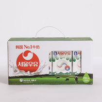 韩国进口牛奶寿尔纯牛奶礼盒装200ml*12瓶